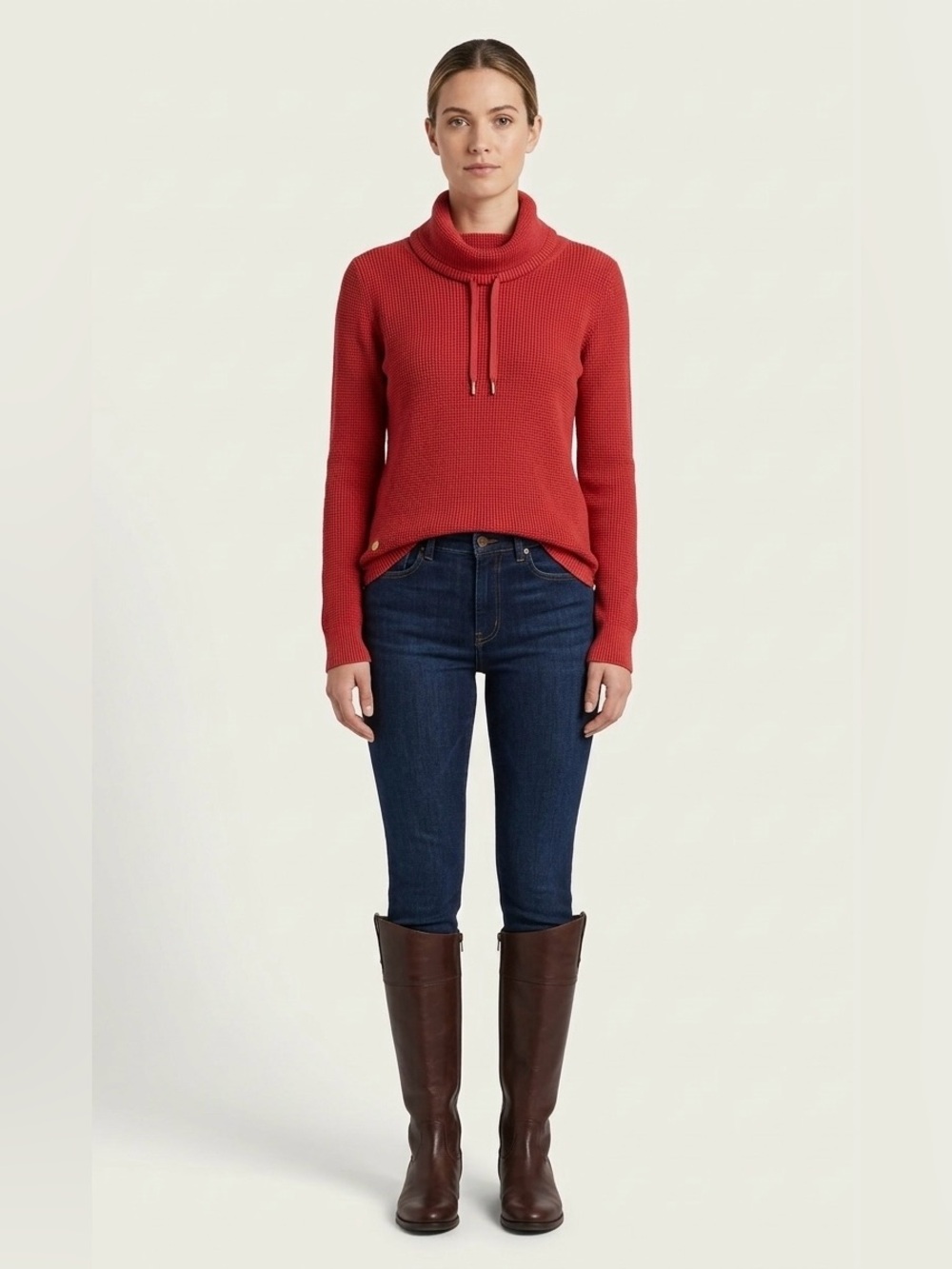 Lauren by Ralph Lauren Red Funnel Neck Drawcord Sweater (Size Small)